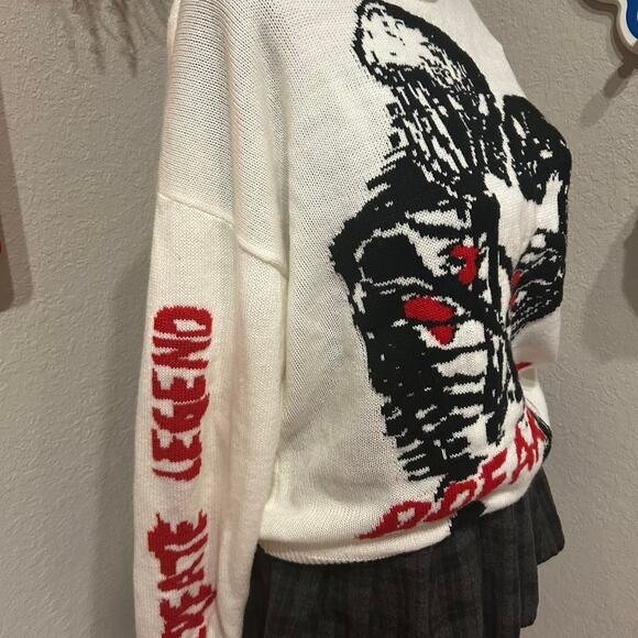 Shein Skeleton Halloween White and red knitted sweater - Picture 3 of 8